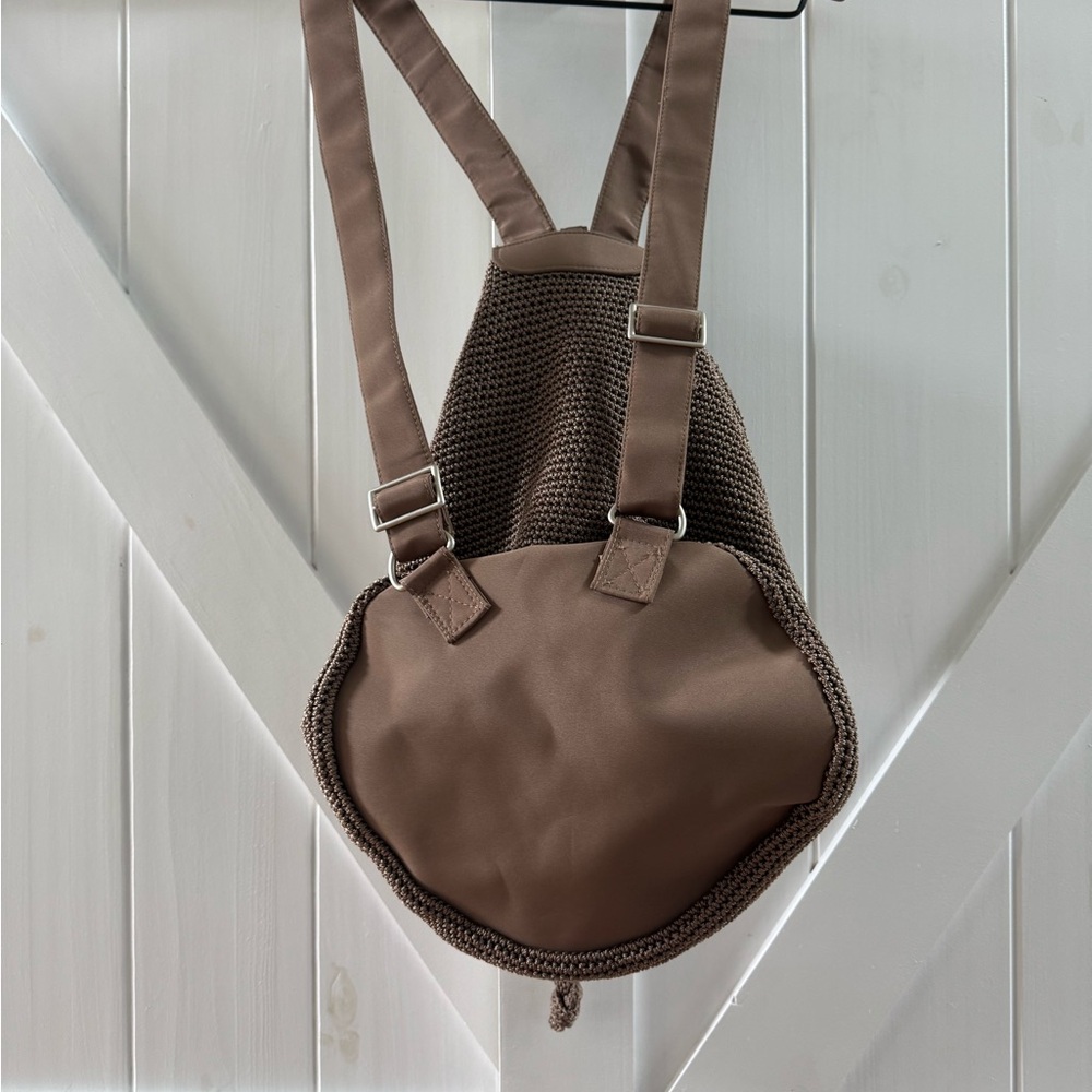 The Sak Hand-Crochet Brown Large Drawstring Backpack - Picture 2 of 4